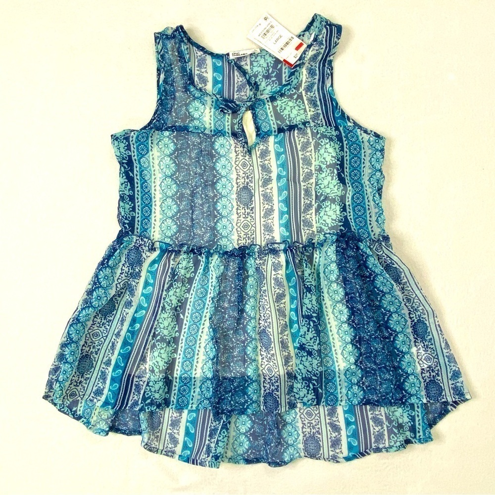 Epic Threads Sleeveless 2 Pc Tank Top Set Jr Womens Large Peplum Blue Opaline